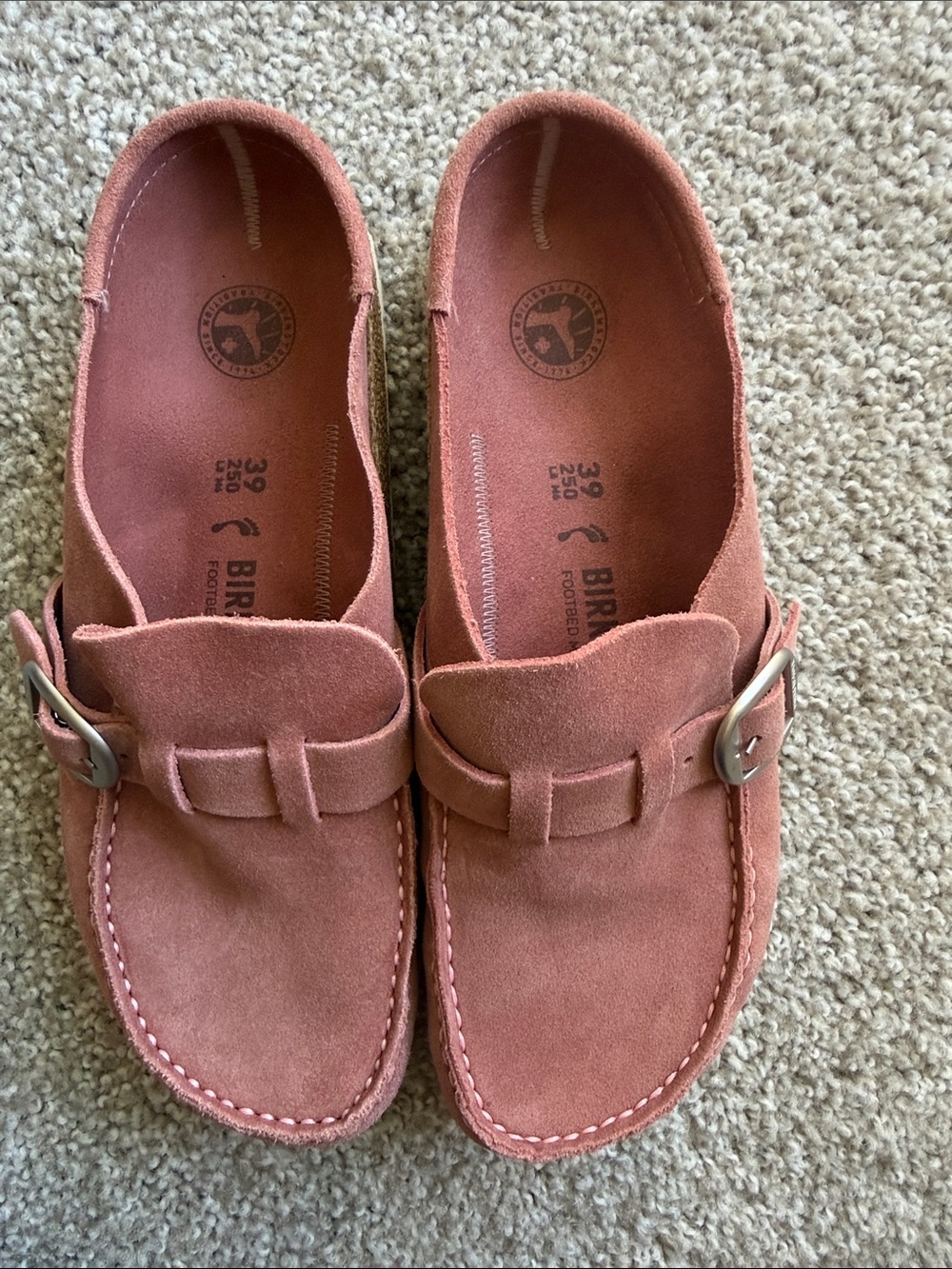 Birkenstock Rosewood Suede Buckle Clogs - Picture 2 of 4